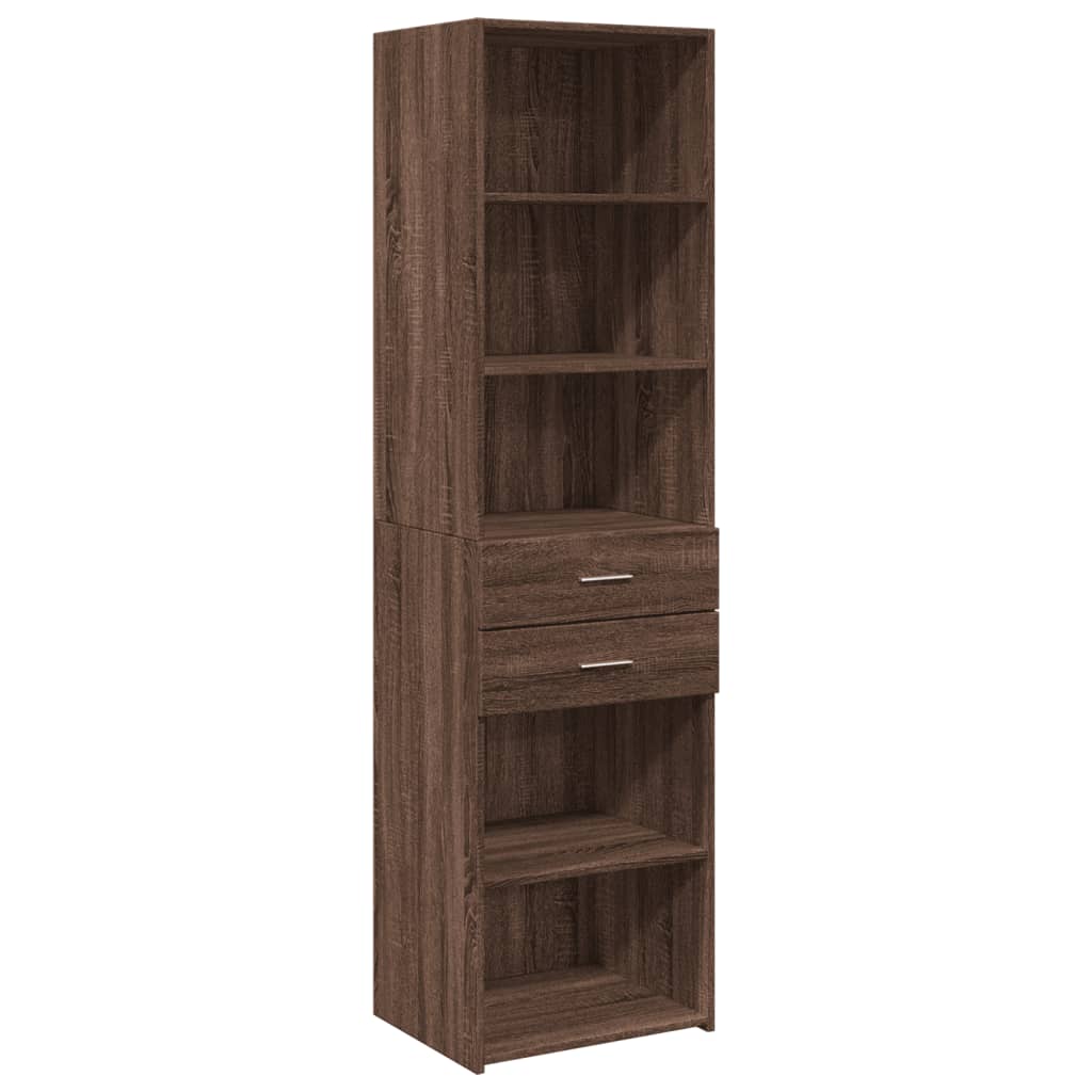 Buffet haut aspect chêne marron 50x42,5x185 cm matériau bois