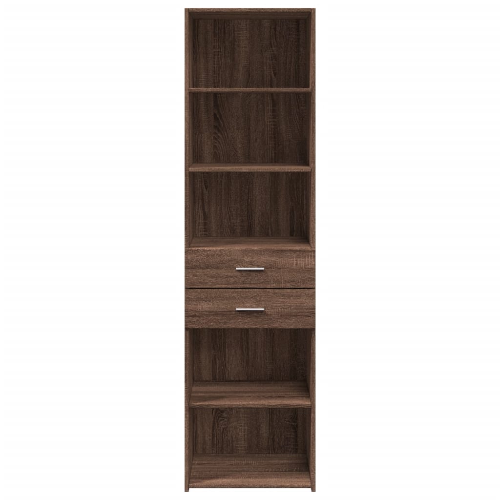 Buffet haut aspect chêne marron 50x42,5x185 cm matériau bois