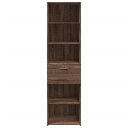 Buffet haut aspect chêne marron 50x42,5x185 cm matériau bois