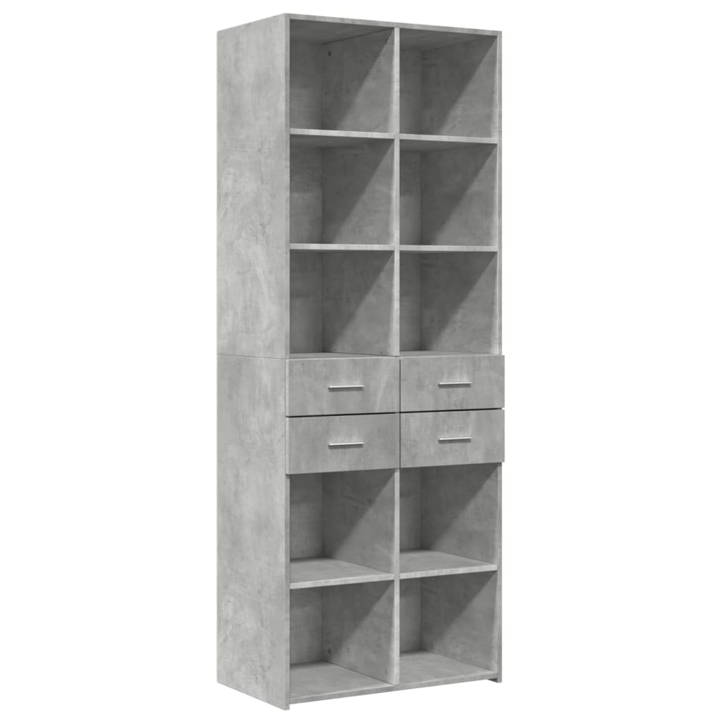 Buffet haut béton gris 70x42,5x185 cm en bois