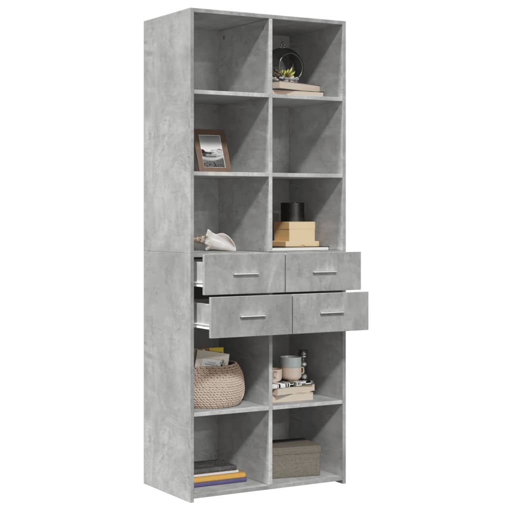 Buffet haut béton gris 70x42,5x185 cm en bois