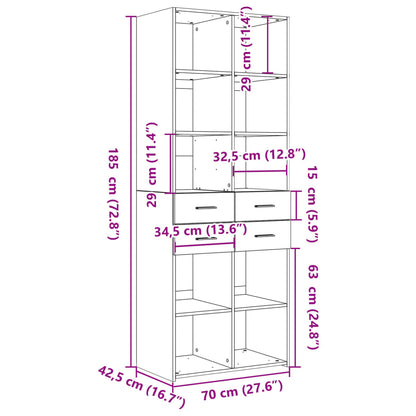 Buffet haut béton gris 70x42,5x185 cm en bois