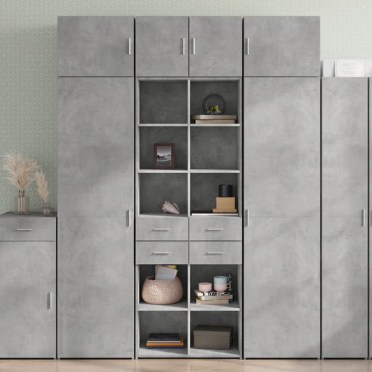 Buffet haut béton gris 70x42,5x185 cm en bois