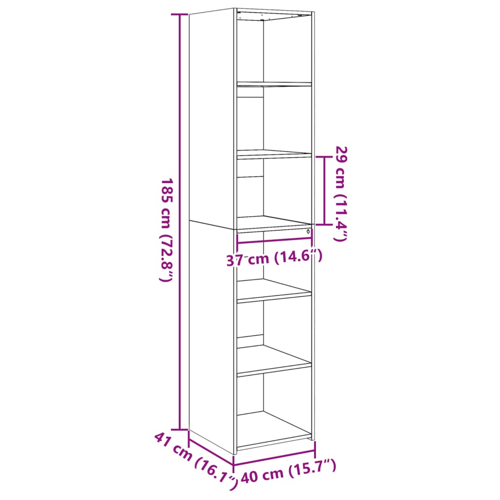 Buffet haut gris béton 40x41x185 cm en bois