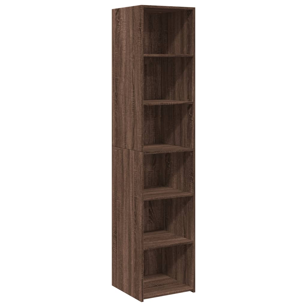 Buffet haut aspect chêne marron 40x41x185 cm matériau bois