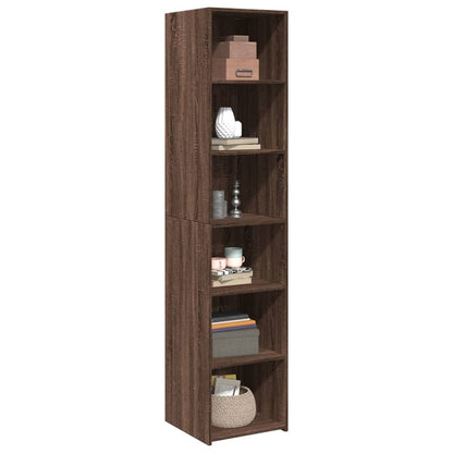 Buffet haut aspect chêne marron 40x41x185 cm matériau bois