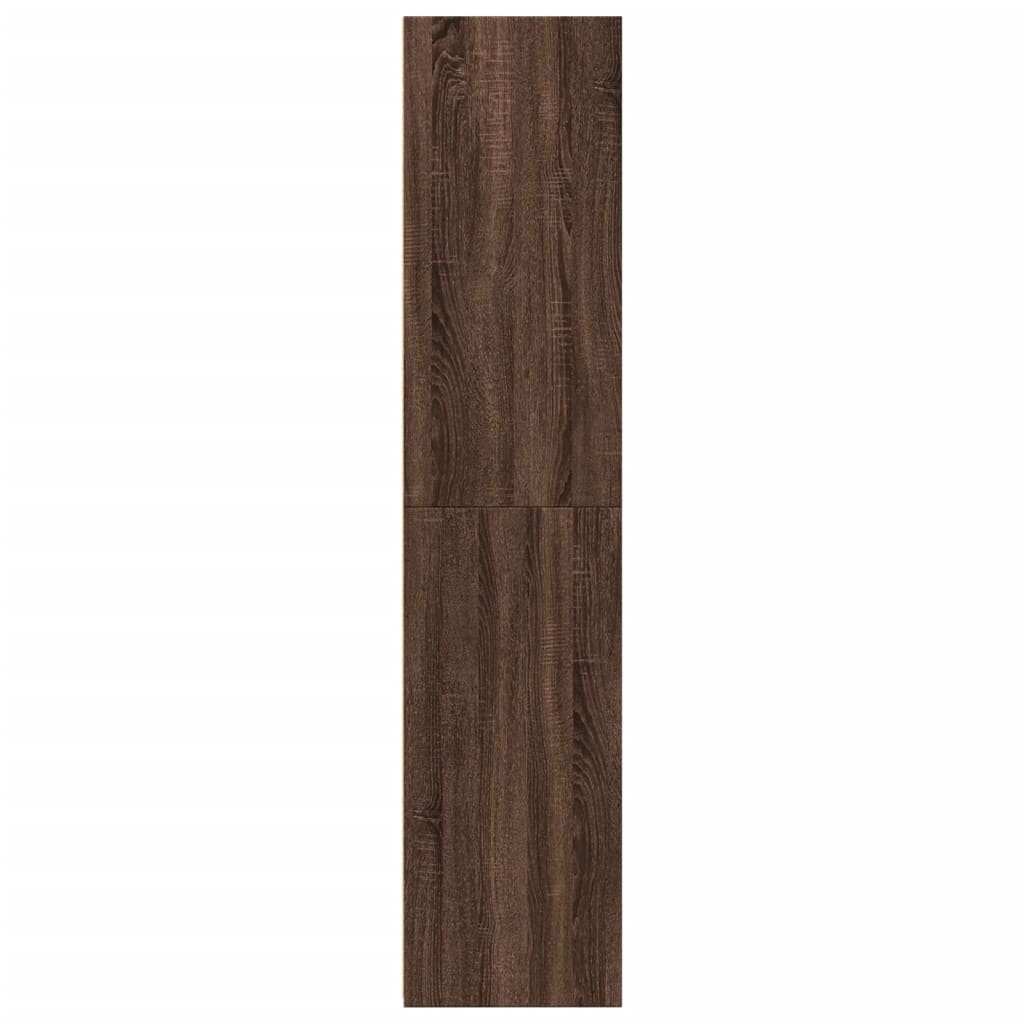 Buffet haut aspect chêne marron 40x41x185 cm matériau bois