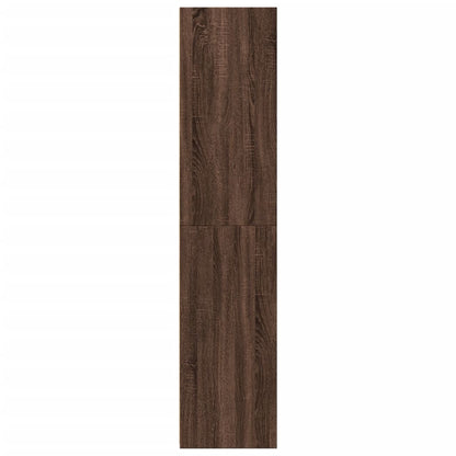 Buffet haut aspect chêne marron 40x41x185 cm matériau bois