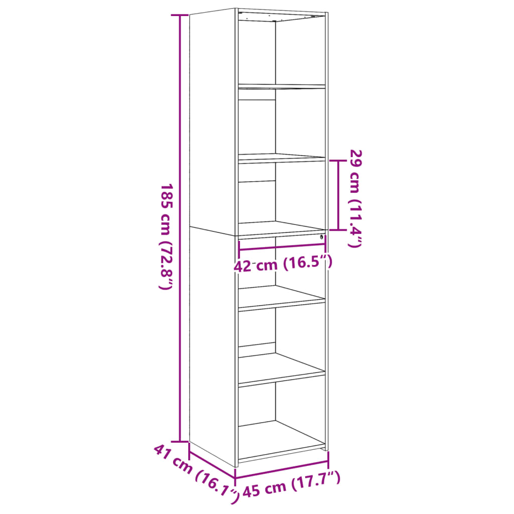 Buffet haut noir 45x41x185 cm en bois