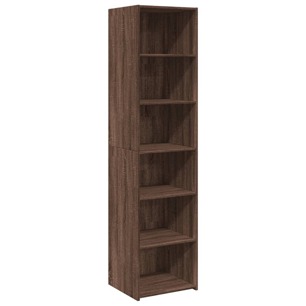 Buffet haut aspect chêne marron 45x41x185 cm matériau bois