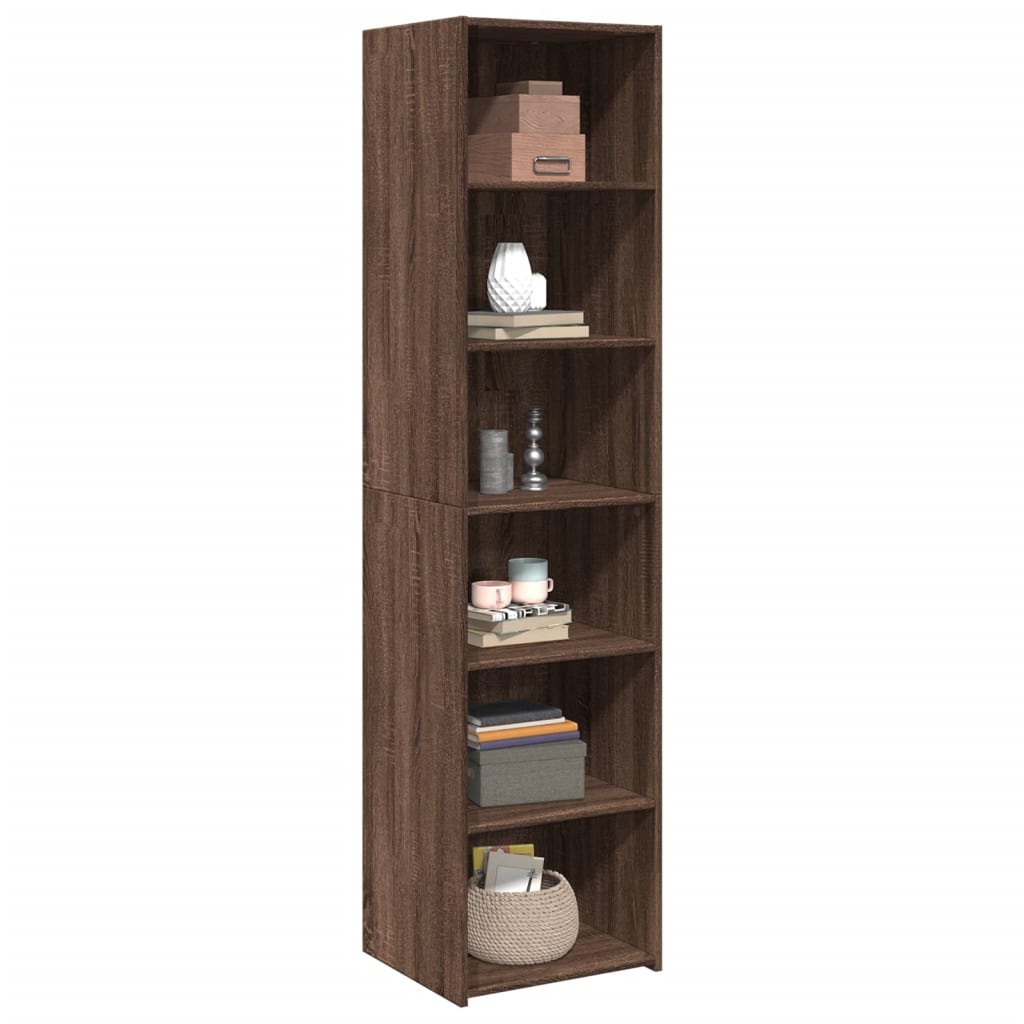 Buffet haut aspect chêne marron 45x41x185 cm matériau bois