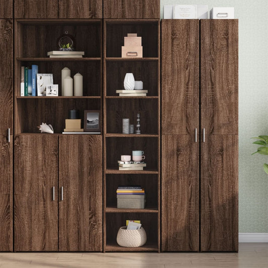 Buffet haut aspect chêne marron 45x41x185 cm matériau bois