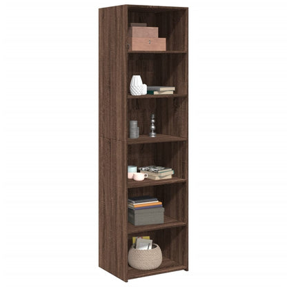 Buffet haut aspect chêne marron 50x41x185 cm matériau bois