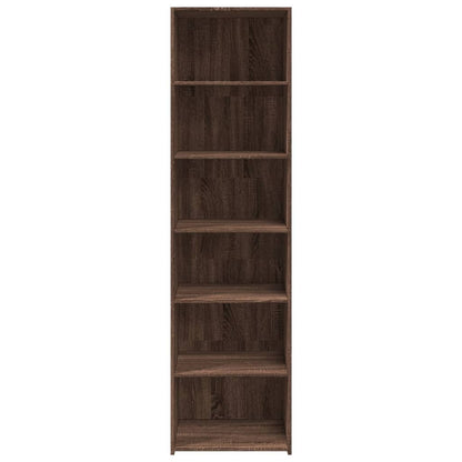 Buffet haut aspect chêne marron 50x41x185 cm matériau bois