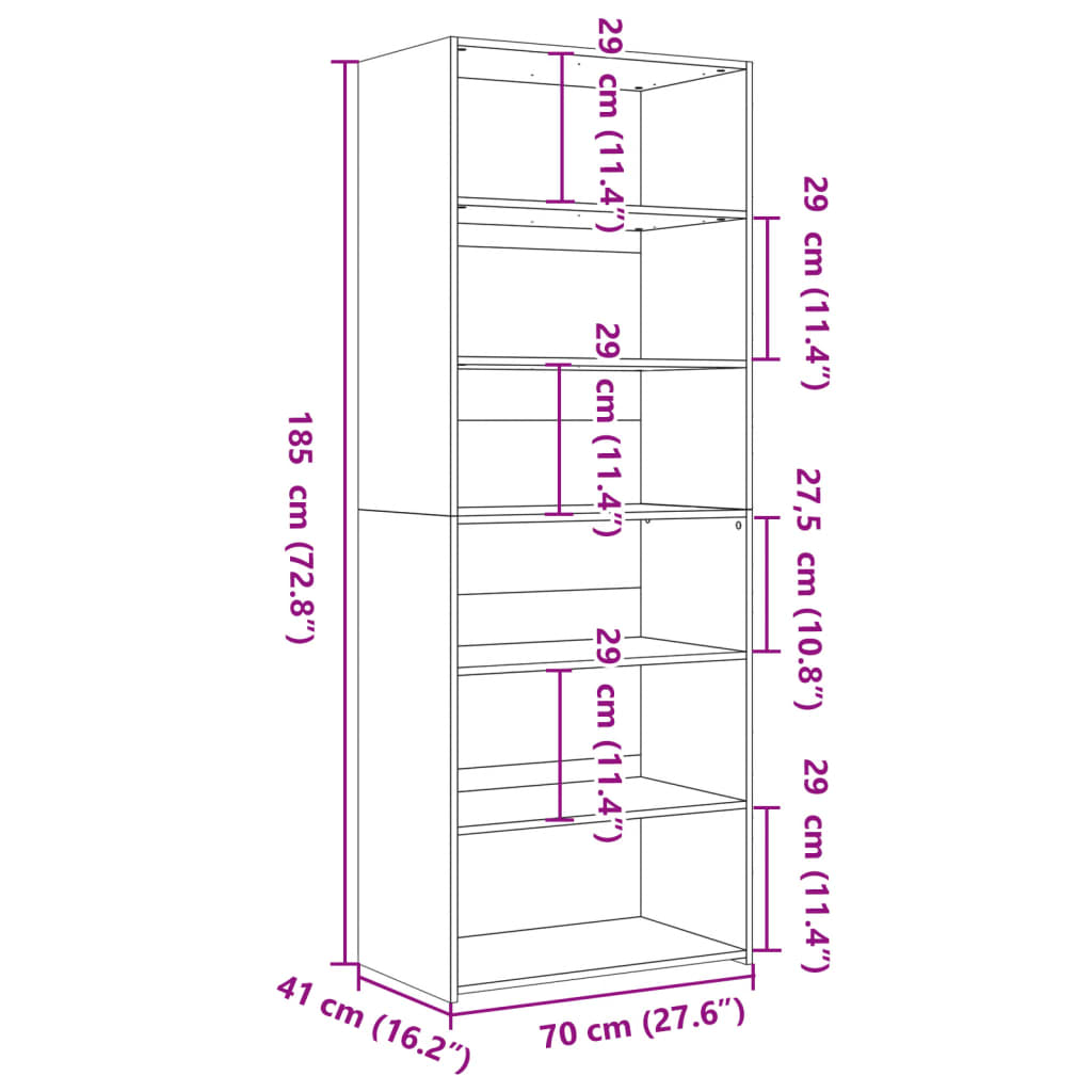 Buffet haut chêne fumé 70x41x185 cm matériau bois