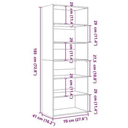 Buffet haut chêne fumé 70x41x185 cm matériau bois