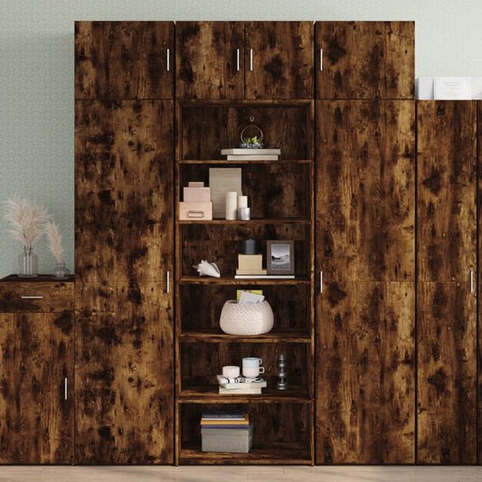 Buffet haut chêne fumé 70x41x185 cm matériau bois