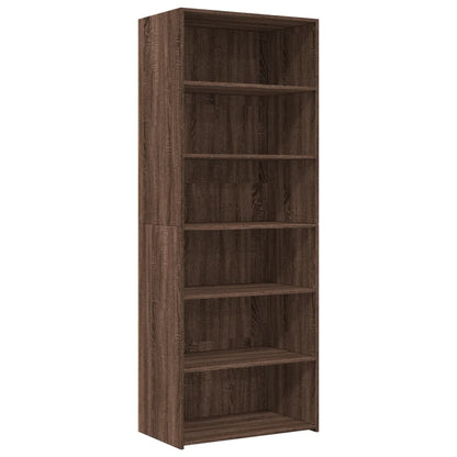 Buffet haut aspect chêne marron 70x41x185 cm matériau bois