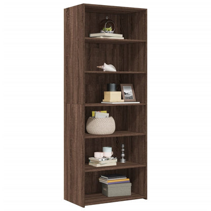 Buffet haut aspect chêne marron 70x41x185 cm matériau bois