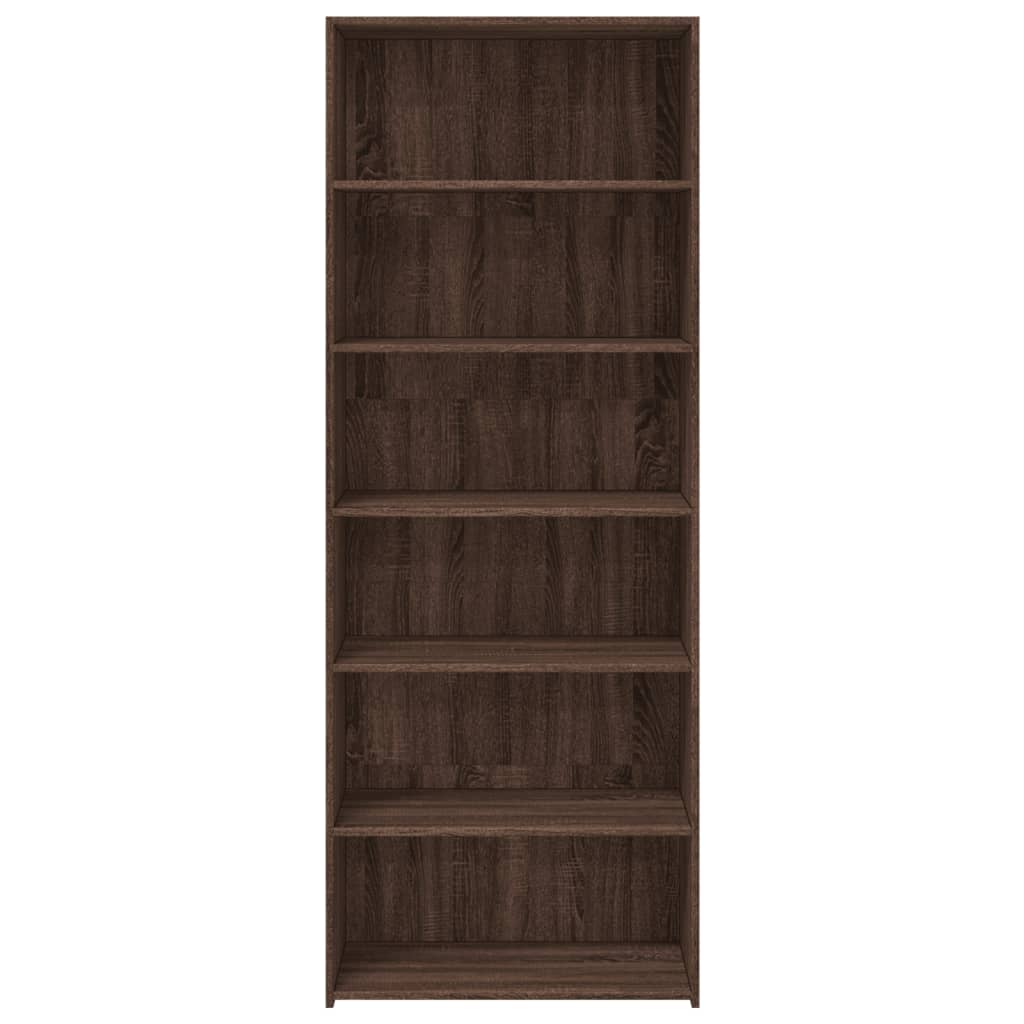 Buffet haut aspect chêne marron 70x41x185 cm matériau bois