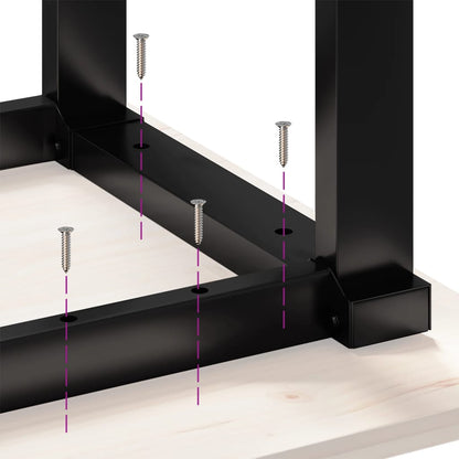 Table à manger O-frame 140x80x75 cm en bois de pin massif et fonte