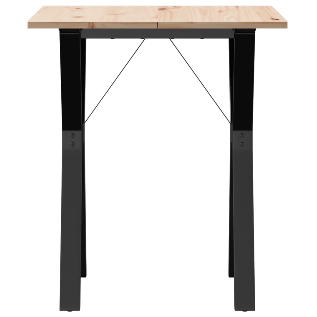 Mesa de comedor estructura en Y 70x70x75 cm madera maciza de pino y hierro fundido