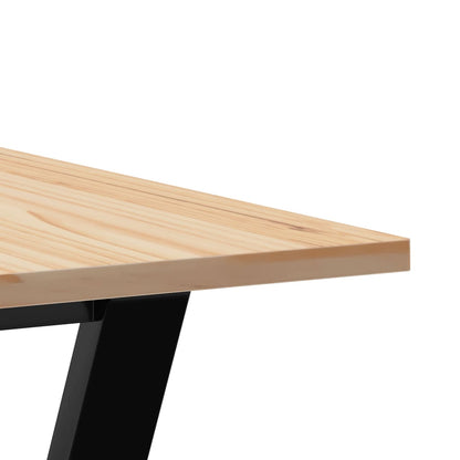 Mesa de comedor estructura en Y 70x70x75 cm madera maciza de pino y hierro fundido