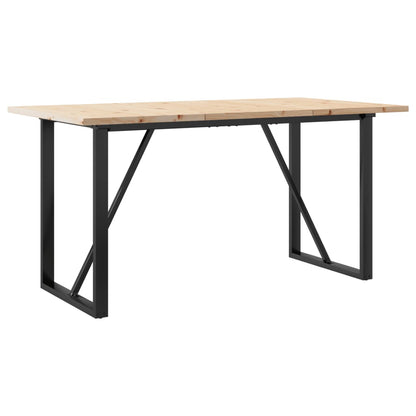 Table à manger O-frame 140x80x75,5 cm bois de pin massif &amp; fonte