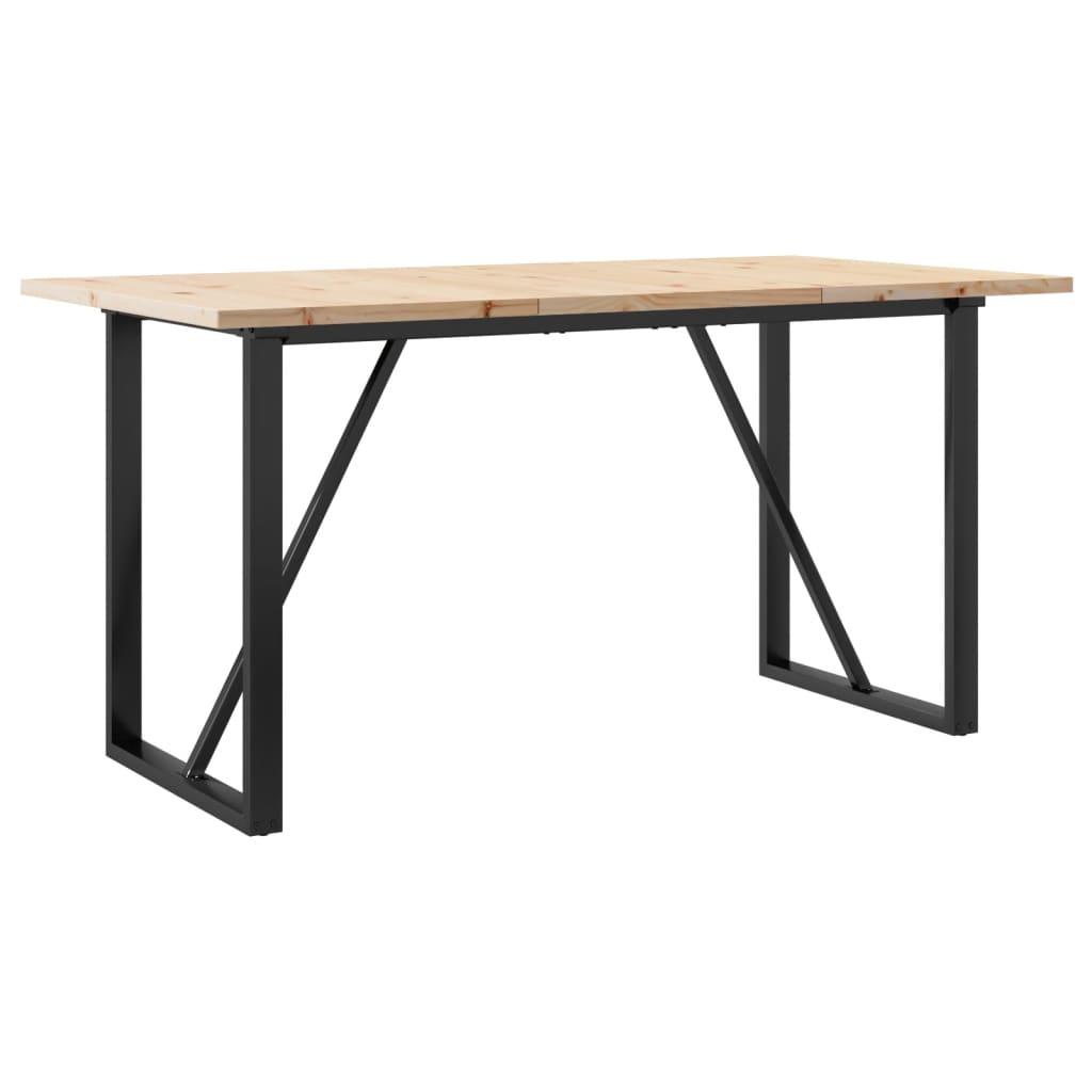 Table à manger O-frame 140x80x75,5 cm bois de pin massif &amp; fonte