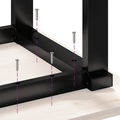 Table à manger O-frame 140x80x75,5 cm bois de pin massif &amp; fonte