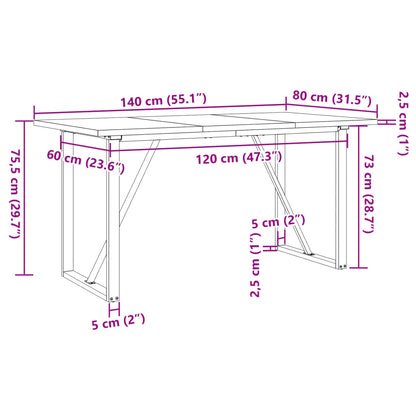 Table à manger O-frame 140x80x75,5 cm bois de pin massif &amp; fonte