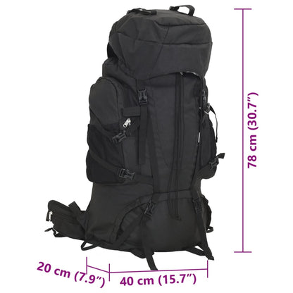 Wanderrucksack Schwarz 80 L Oxford-Gewebe