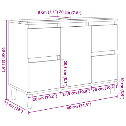 Meuble vasque en chêne Sonoma 80x33x60 cm en bois