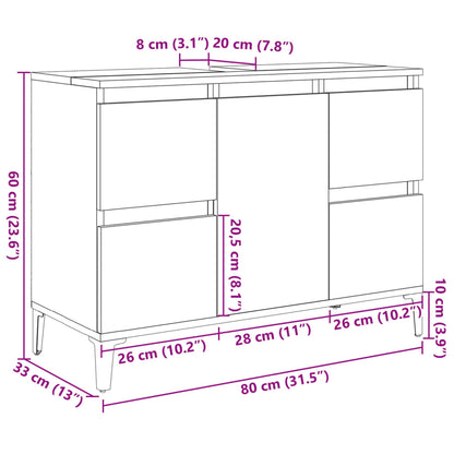 Meuble vasque en chêne Sonoma 80x33x60 cm en bois