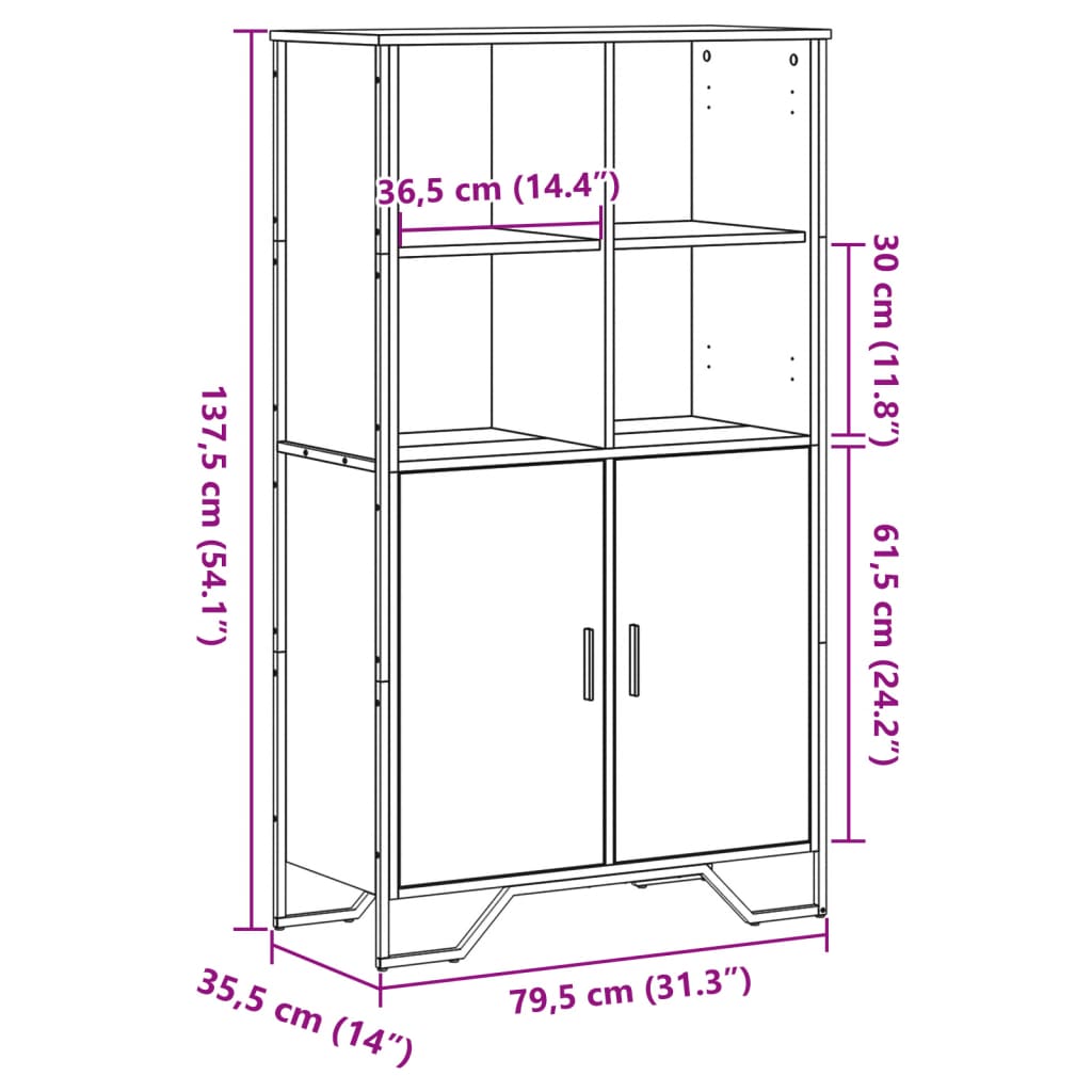 Highboard Schwarz 79,5x35,5x137,5 cm Holzwerkstoff