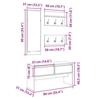 4-tlg. Flurmöbel-Set Weiß Holzwerkstoff