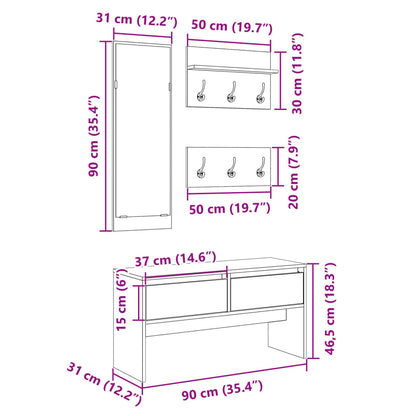 4-tlg. Flurmöbel-Set Schwarz Holzwerkstoff