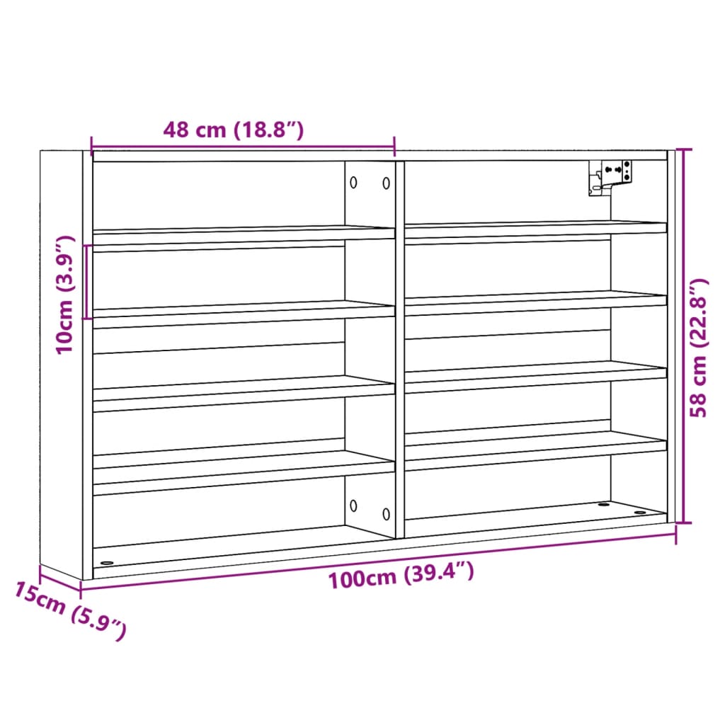 Vitrina negra 100x15x58 cm material madera