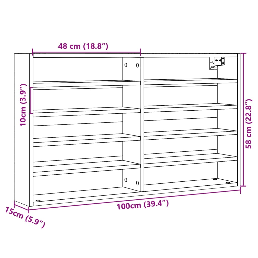 Vitrinenschrank Sonoma-Eiche 100x15x58 cm Holzwerkstoff