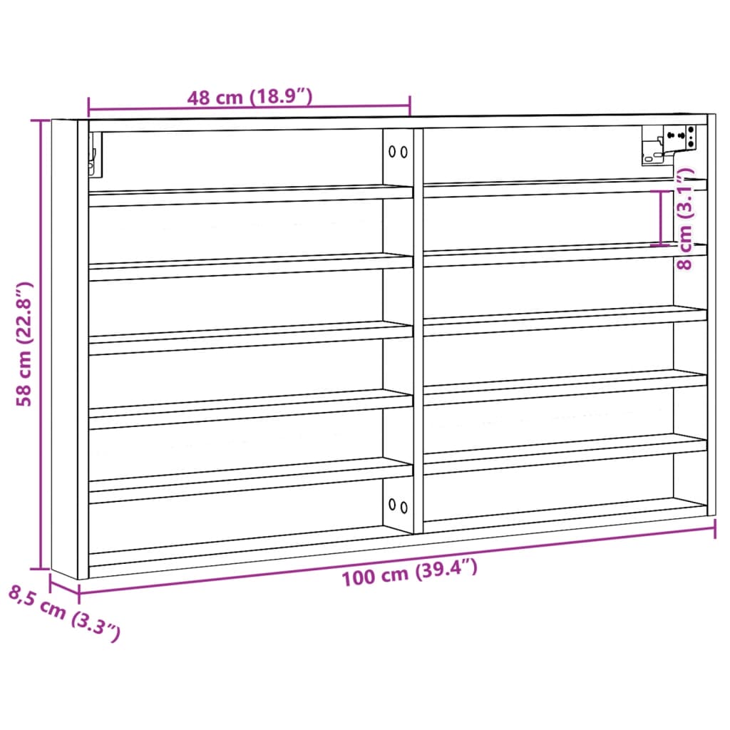 Vitrinenschrank Weiß 100x8,5x58 cm Holzwerkstoff