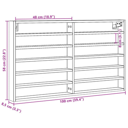 Vitrine gris Sonoma 100x8,5x58 cm matériau bois