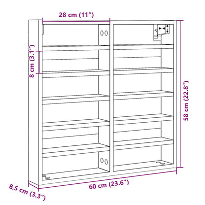 Vitrinenschrank Schwarz 60x8,5x58 cm Holzwerkstoff