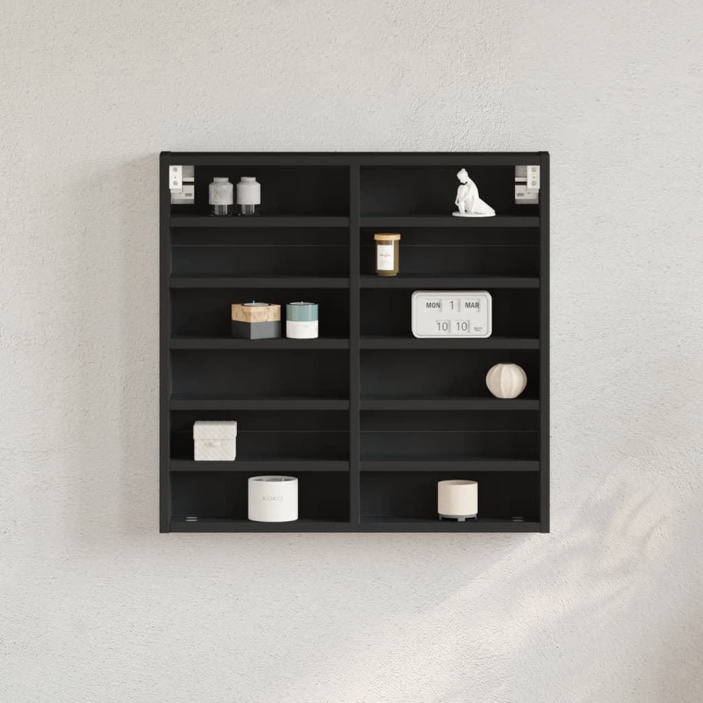 Vitrinenschrank Schwarz 60x8,5x58 cm Holzwerkstoff