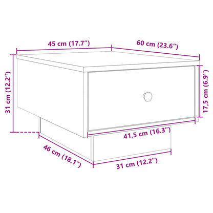 Table basse aspect chêne brun 60x45x31 cm en bois