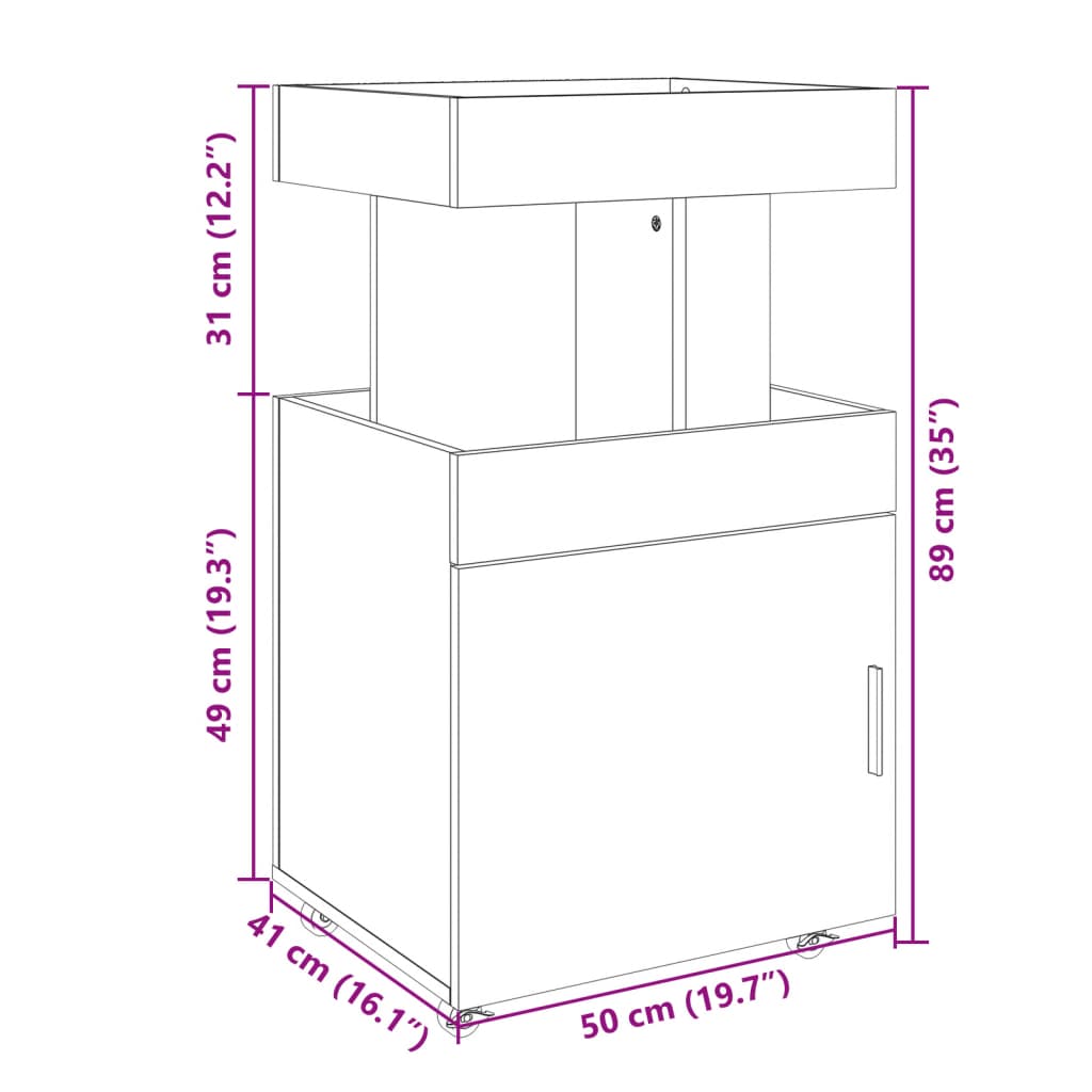 Barwagen Weiß 50x41x89 cm Holzwerkstoff