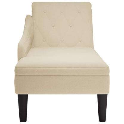 Chaiselongue mit Kissen und Rechter Armlehne Creme Stoff