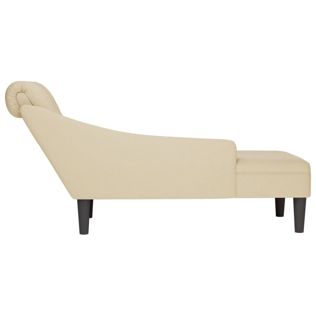 Chaiselongue mit Kissen und Rechter Armlehne Creme Stoff