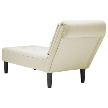 Chaiselongue mit Kissen und Rechter Armlehne Creme Samt