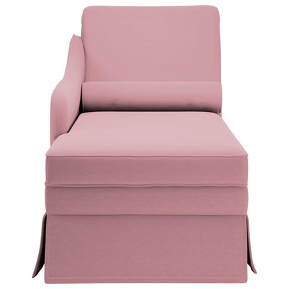 Chaiselongue mit Nackenrolle und Rechter Armlehne Rosa Samt