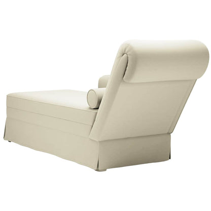 Chaiselongue mit Nackenrolle und Rechter Armlehne Creme Samt